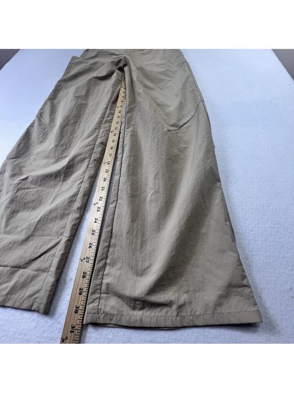 Zara Strapless Jumpsuit Off The Shoulder Wide Leg Khaki Size S Blogger Fav New - Picture 15 of 16